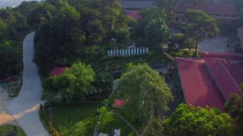 Buddhist statues on the temple grounds Stock Footage 243374796