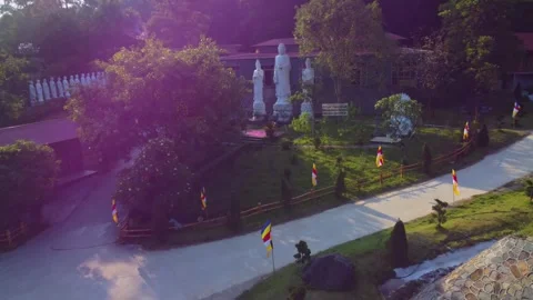 Buddhist statues on the temple grounds Stock Footage 243375009