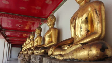 Buddhist statues in thai temple Stock Footage 24883077