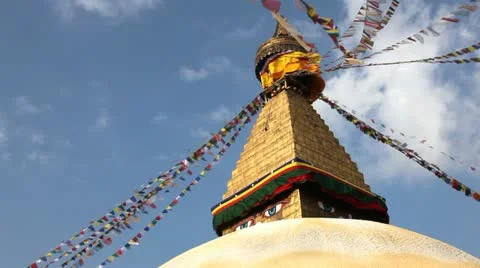 Buddhist stupa and Himalayas Stock Footage 24657958