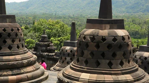 Buddhist stupa of Borobudur Stock Footage 24456801