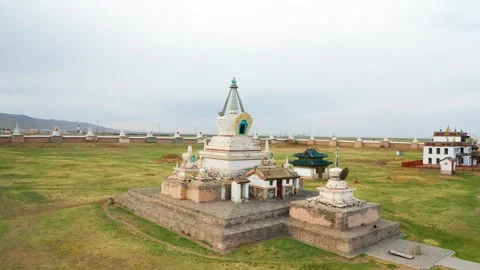Buddhist stupa at the Erdene Zuu monastery. Mongolia Stock Footage 255923720