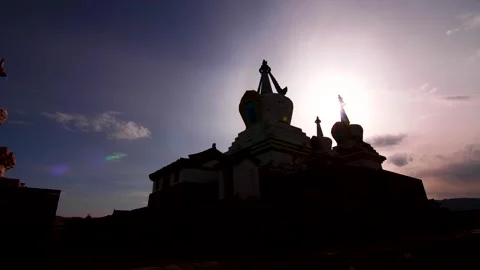 Buddhist stupa at the Erdene Zuu monastery. Mongolia Stock Footage 256285091