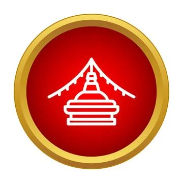 Buddhist stupa icon with prayer flags concept Stock Illustration