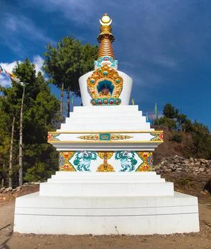 Buddhist stupa, monastery or gompa in Kharikhola Nepal Stock Photos
