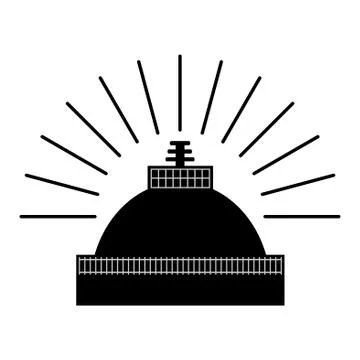 Buddhist stupa with rays Stock Illustration