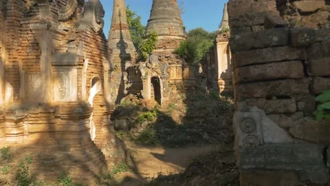 Buddhist Stupa Temples, in Myanmar Stock Footage 236730937