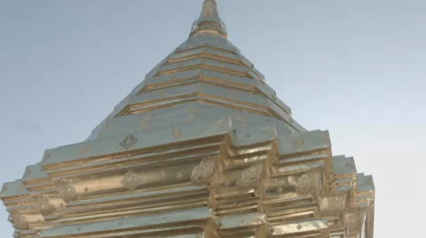 The Buddhist Stupa at Wat Phra That Doi Suthep in Chiang Mai, Thailand Stock-Footage 48198106