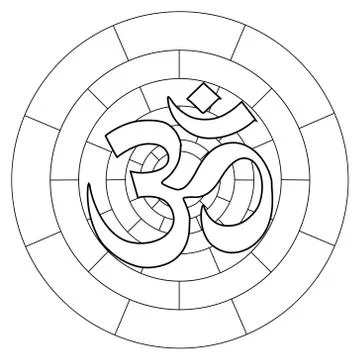 Buddhist symbol Ohm vector illustration on white background. Om. Coloring pag Stock Illustration
