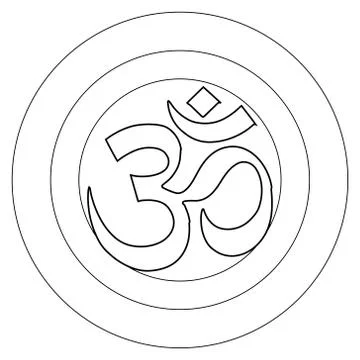 Buddhist symbol Ohm vector illustration on white background. Om. Coloring pag Stock Illustration