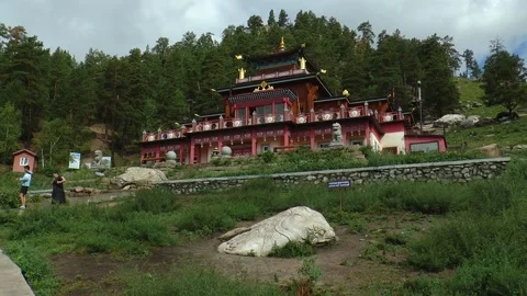 Buddhist temple Aglag on the mountainside, Mongolia. Stock Footage 168939111