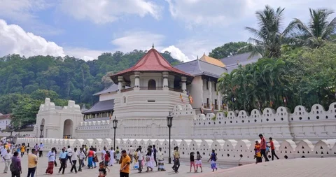 Buddhist temple ancient architecture of Buddha's Tooth relic in Kandy Sri Lanka Stock Footage 87536634