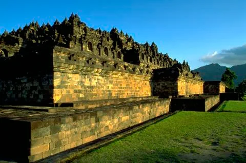Buddhist temple borobudur java indonesia mahayna Stock Photos