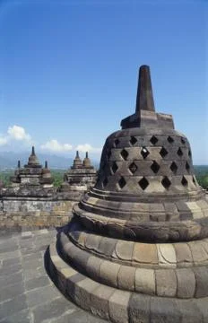 Buddhist temple, borobudur, java, indonesia Fotos Stock