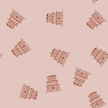 Buddhist temple buddhism glyph vector seamless pattern Stock Illustration