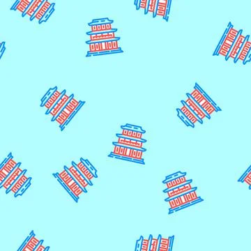 Buddhist temple buddhism vector seamless pattern Stock Illustration