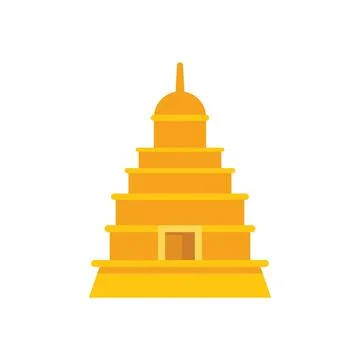 Buddhist temple building standing with architectural detail in gold color Ilustración de archivo