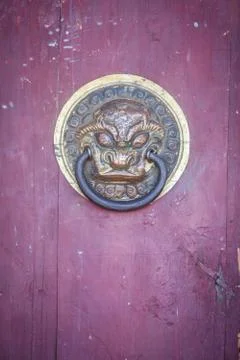 Buddhist temple door Stock Photos