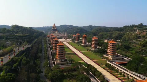 Buddhist temple drone shot 1 Stock Footage 288854592