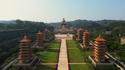 Buddhist temple drone shot 3 Stock Footage 288855227