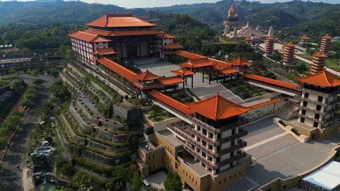 Buddhist temple drone shot 4 Stock Footage 288855229