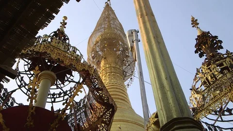Buddhist Temple Gold domes 스톡 동영상 114984864