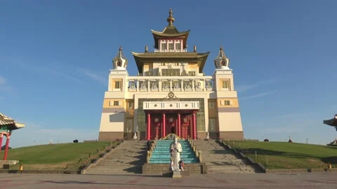 Buddhist temple "Golden Abode of Buddha Shakyamuni". Elista, Kalmykia Video stock 218628308