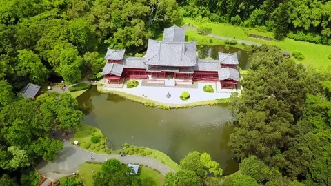 Buddhist Temple in Hawaii 스톡 동영상 77074761
