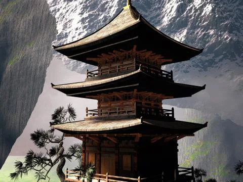 Buddhist temple Stock Illustration