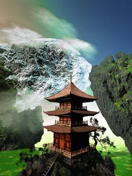 Buddhist temple Stock Illustration