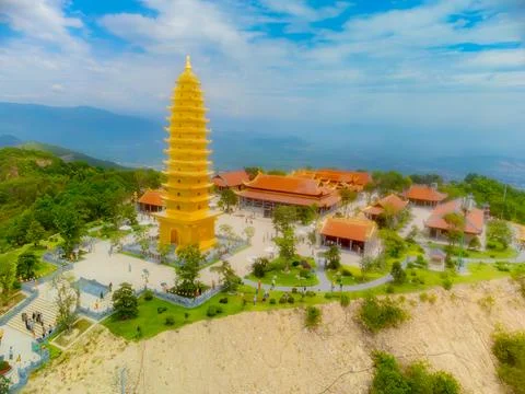 Buddhist temple on the mountain. 스톡 사진
