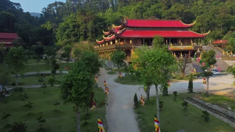 Buddhist temple in the mountains Stock Footage 243375428