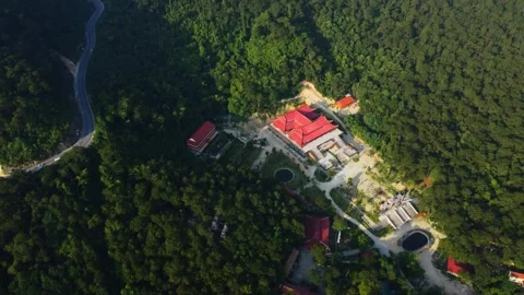 Buddhist temple in the mountains Stock Footage 243378710