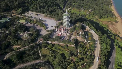 Buddhist temple on the mountainside. Video stock 128281163