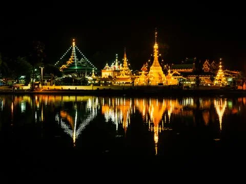 Buddhist temple in the night Stock Photos