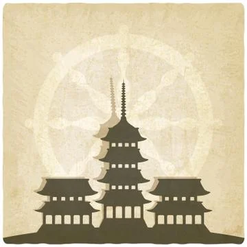 Buddhist temple old background Stock Illustration