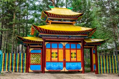 Buddhist temple in the pine forest Stock Photos