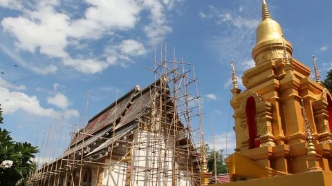 The Buddhist temple, repair. Stock Footage 79259092