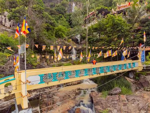 The Buddhist temple in the rock. 스톡 사진