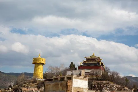Buddhist temple in Shangri-la, China Stock Photos