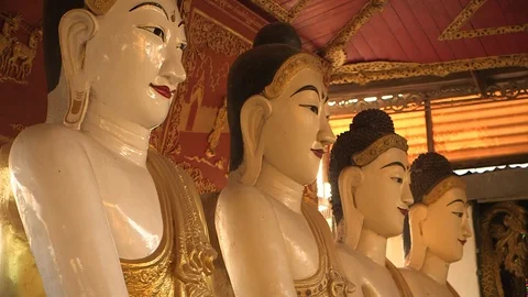 Buddhist Temple Statues closeup Stock Footage 114984900