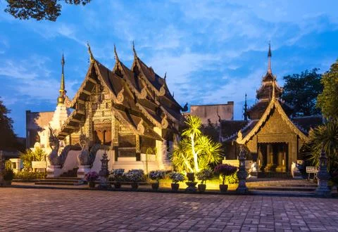 Buddhist temple at sunset Stock Photos