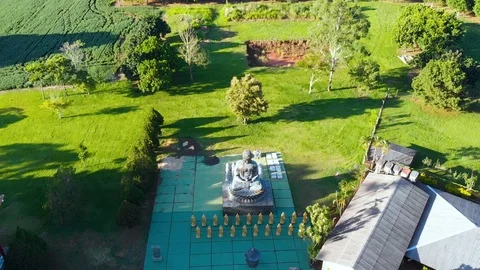 Buddhist temple Templo, Tower (Foz do Iguacu, Parana, Brazil) aerial view Vídeos de archivo 116478287