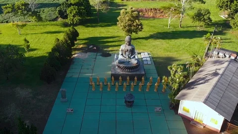 Buddhist temple Templo, Tower (Foz do Iguacu, Parana, Brazil) aerial view Vídeos de archivo 116478364