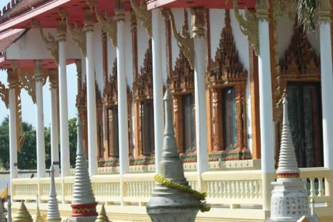 Buddhist temple in Thailand, the original facade Stock Photos