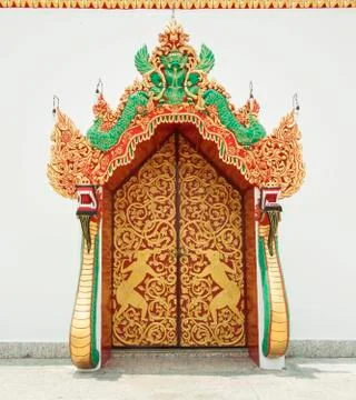 Buddhist temple wall Stock Photos