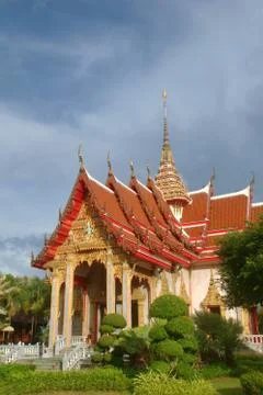 Buddhist temple in Wat Chalong complex, located in Phuket, Thailand. Stock Photos