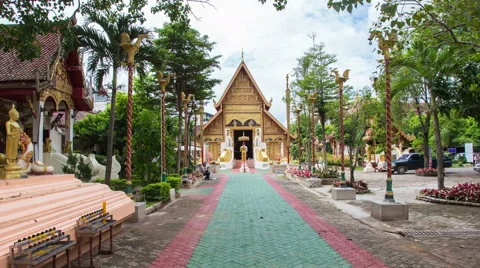 Buddhist temple, Wat Pra Sing in Chiang Rai ,Thailand Stock Footage 56469040