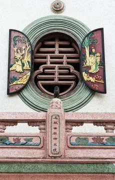 Buddhist temple window Stock Photos