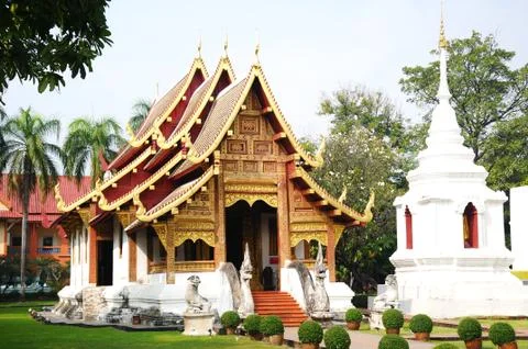Buddhist Temples at Wat Phra Singh, Thailand Stock Photos